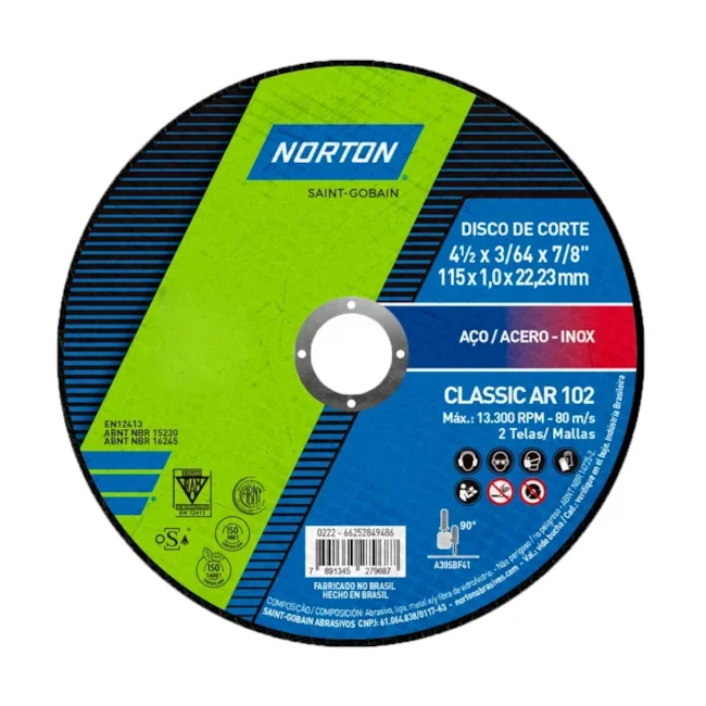 Disco de corte 4 1/2x1,0x7/8 Norton AR102 Classic